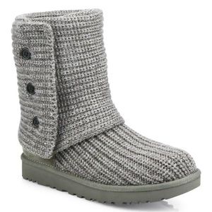 UGG Classic Cardy Slouchy Foldable Boots Button Detail Gray W 10